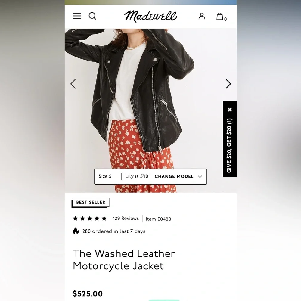 Washed leather Madewell leather jacket - Picture 1 of 4